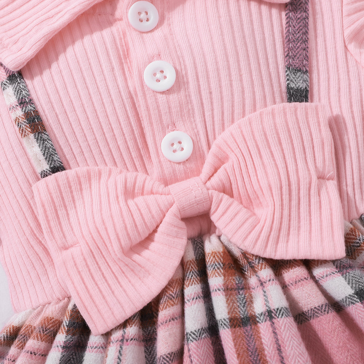 Baby Girl Plaid Collared Bow Detail Dress - nailedmoms