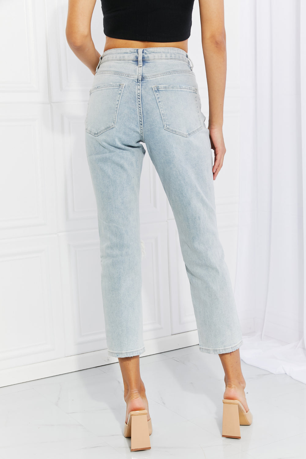 VERVET Stand Out Full Size Distressed Cropped Jeans - nailedmoms