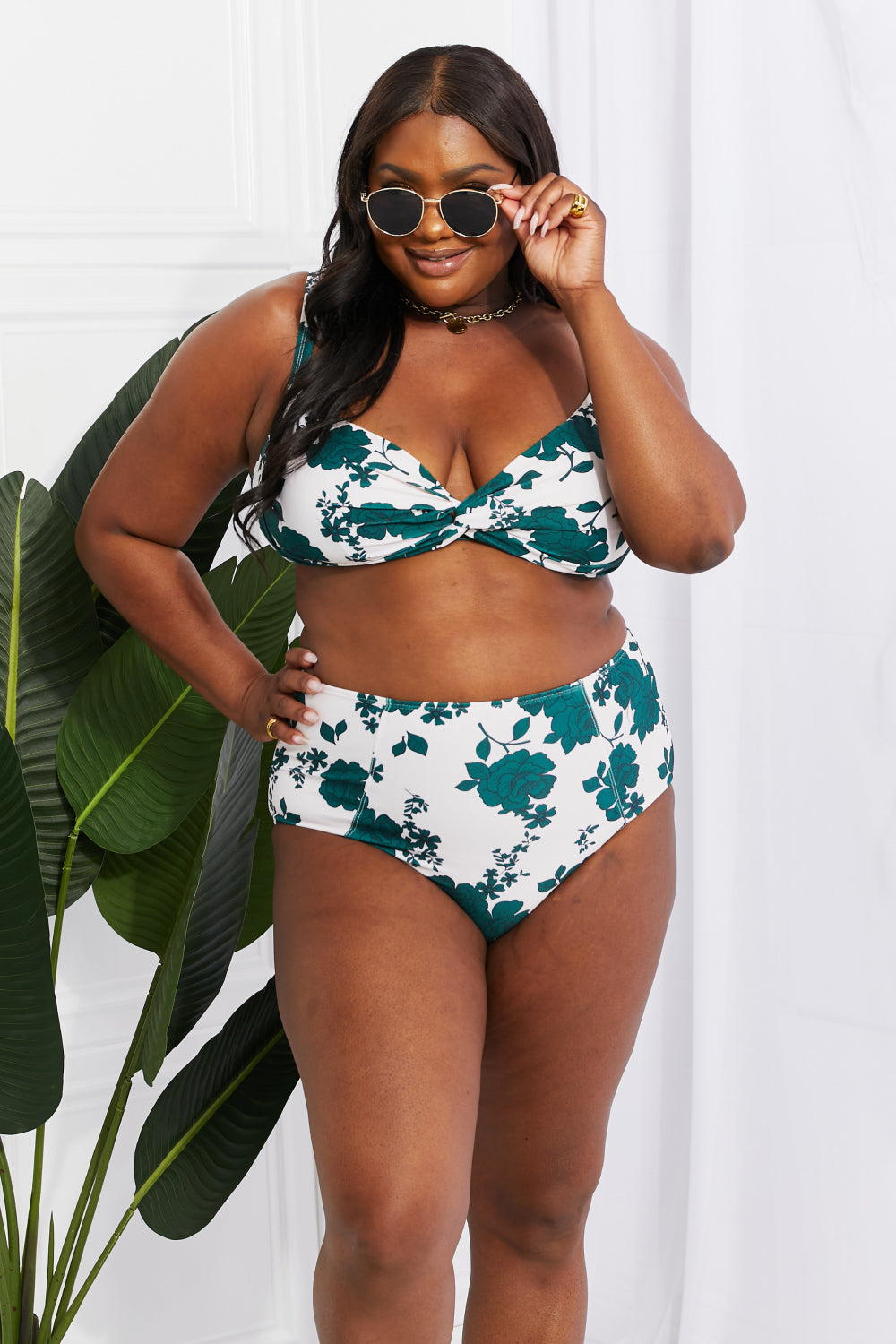 Marina West Swim Take A Dip Twist High-Rise Bikini in Forest - nailedmoms