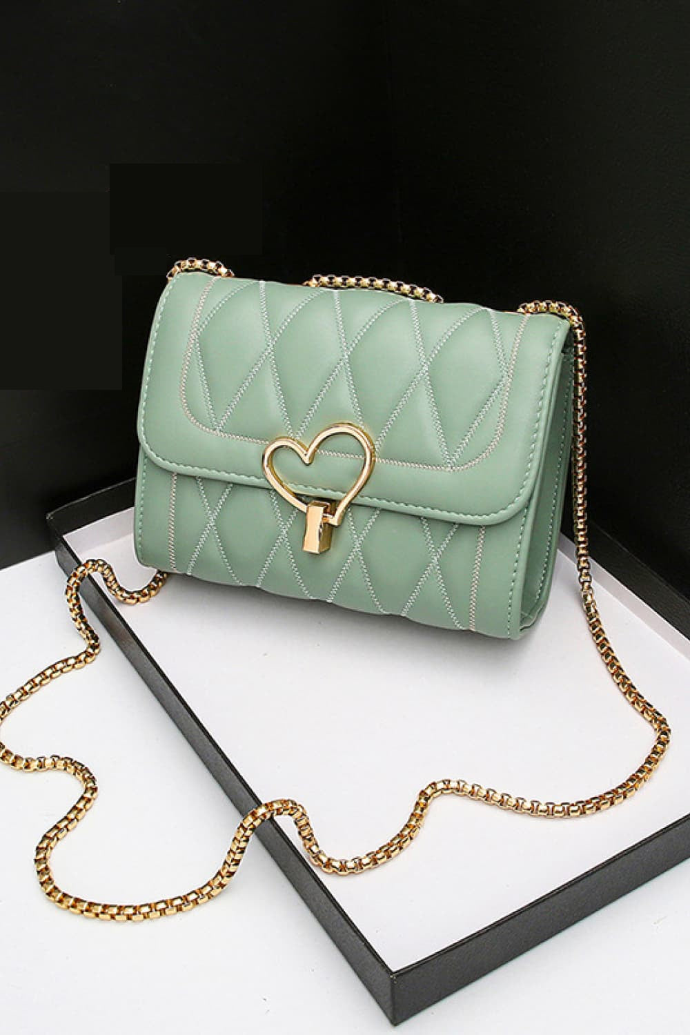 Heart Buckle PU Leather Crossbody Bag - nailedmoms