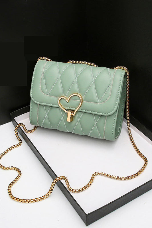 Heart Buckle PU Leather Crossbody Bag - nailedmoms