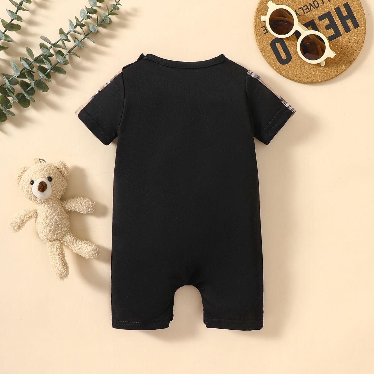 Baby MINI BOSS Bear Graphic Short Sleeve Romper - nailedmoms