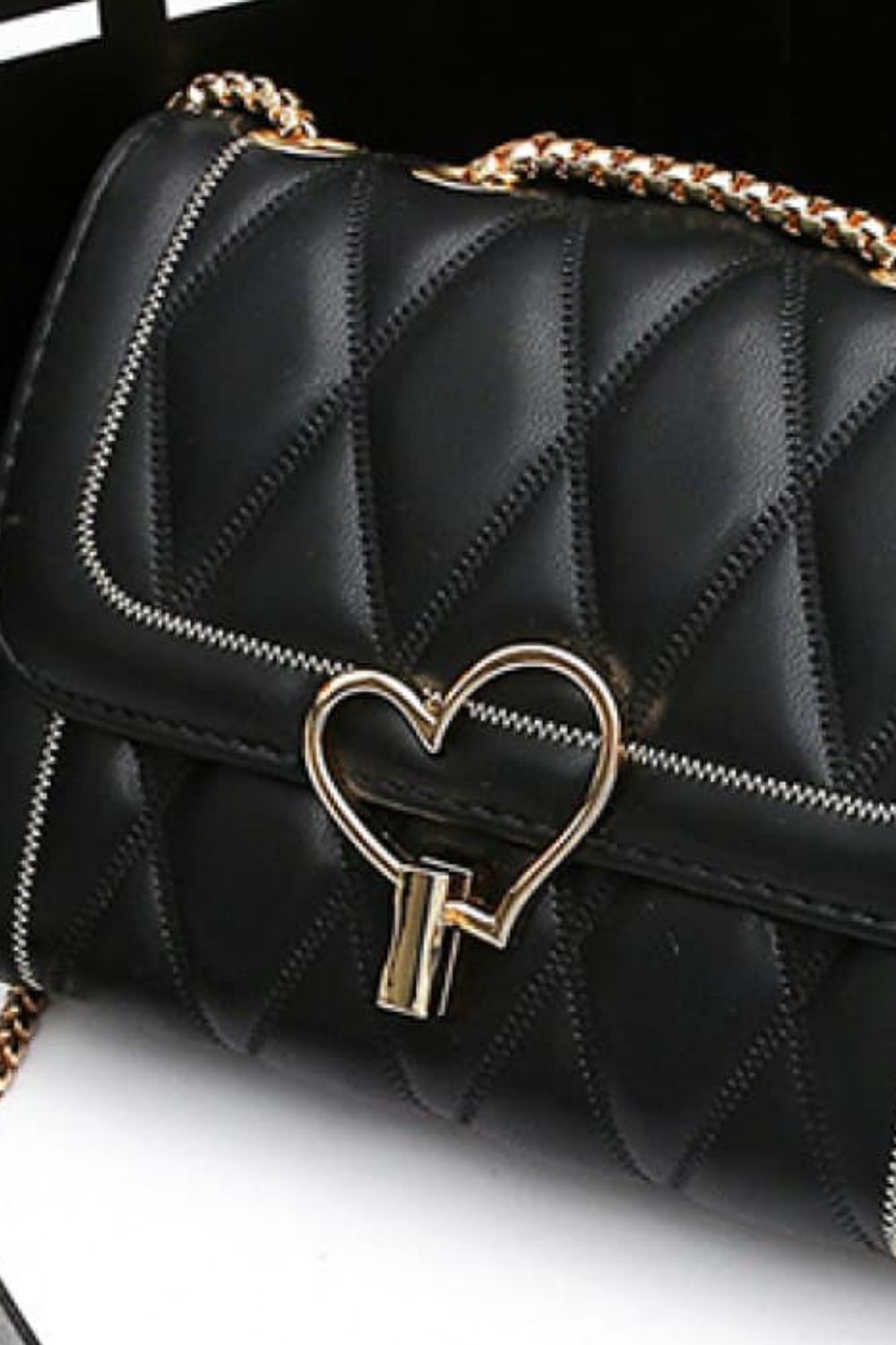Heart Buckle PU Leather Crossbody Bag - nailedmoms