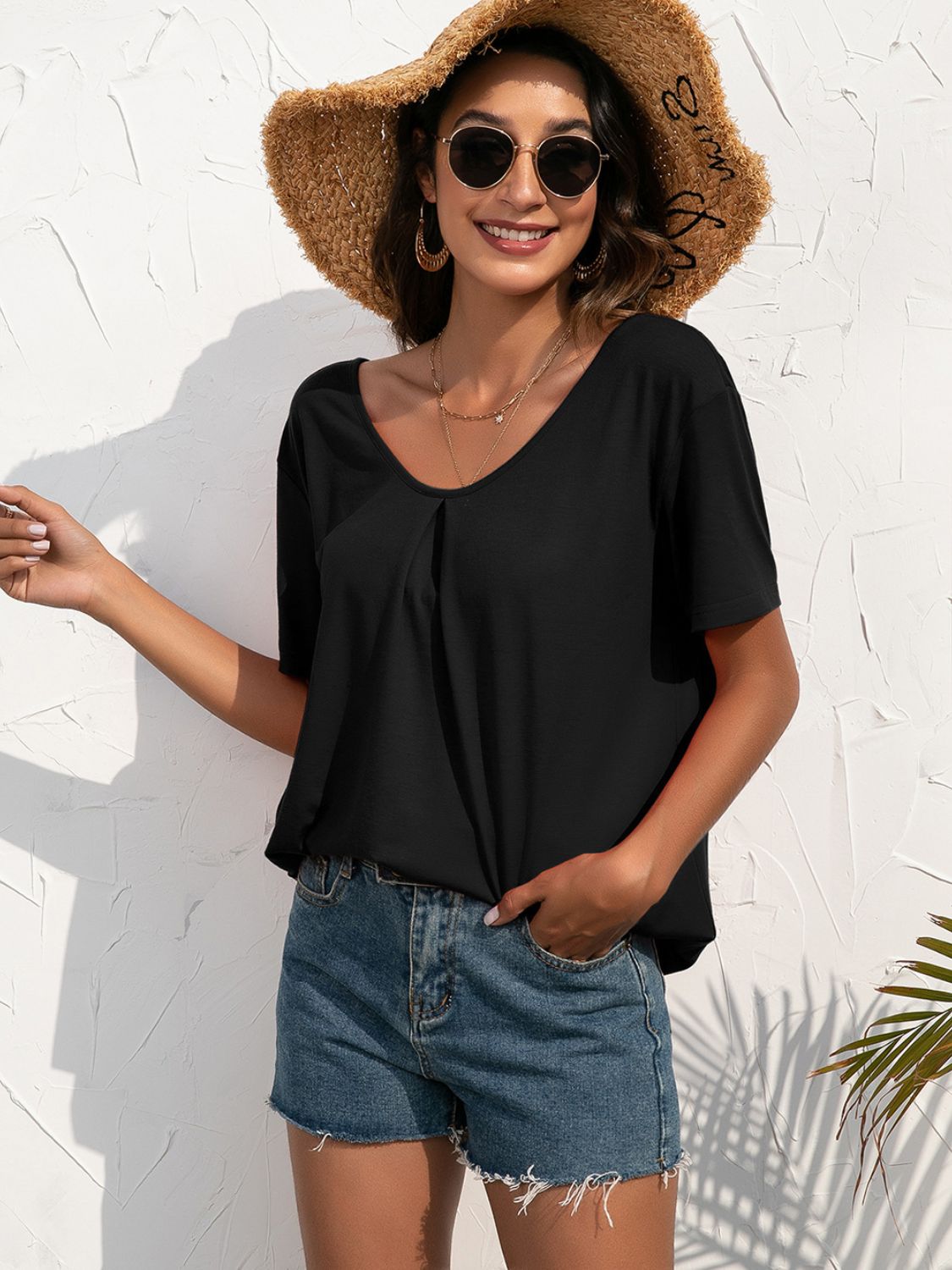 Lace Trim Short Sleeve Top - nailedmoms