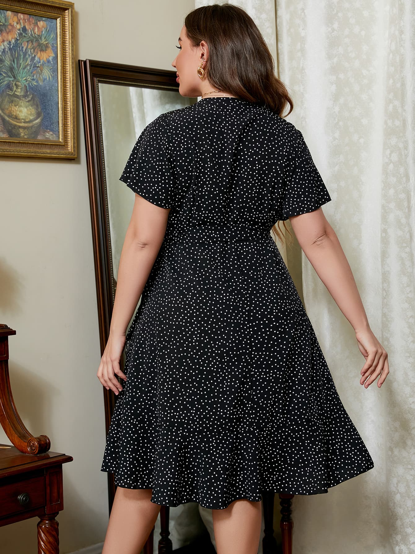 Plus Size Printed Short Sleeve Dress - nailedmoms