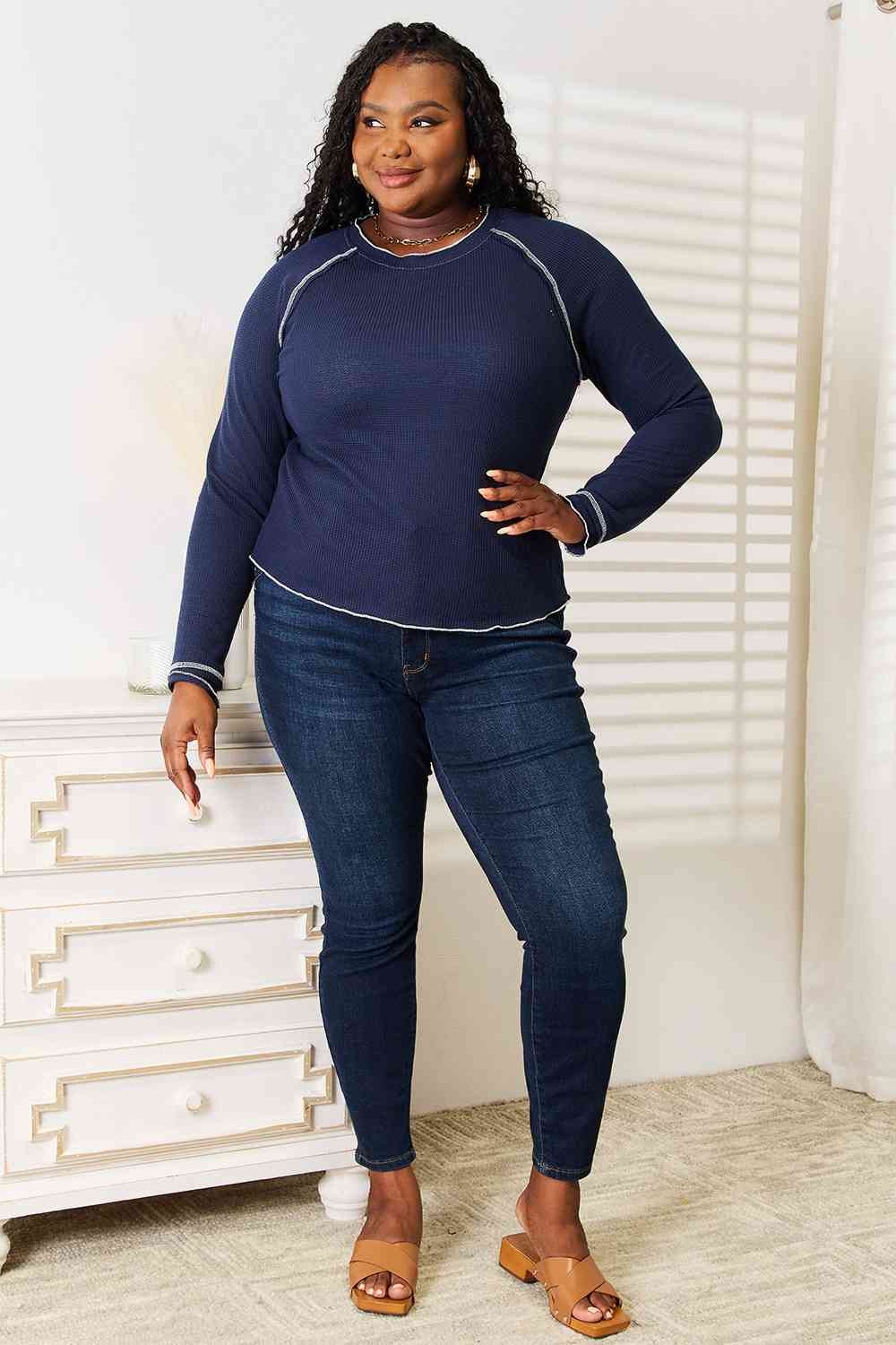 Basic Bae Long Raglan Sleeve Round Neck Top - nailedmoms