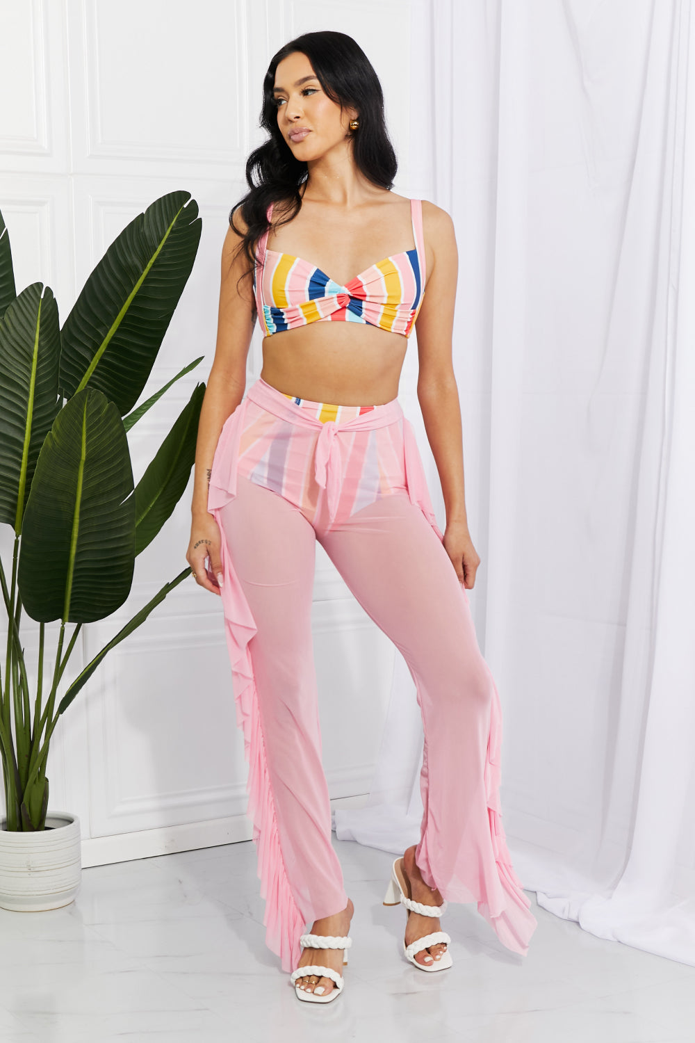 Marina West Swim Take Me To The Beach Mesh Ruffle Cover-Up Pants - nailedmoms