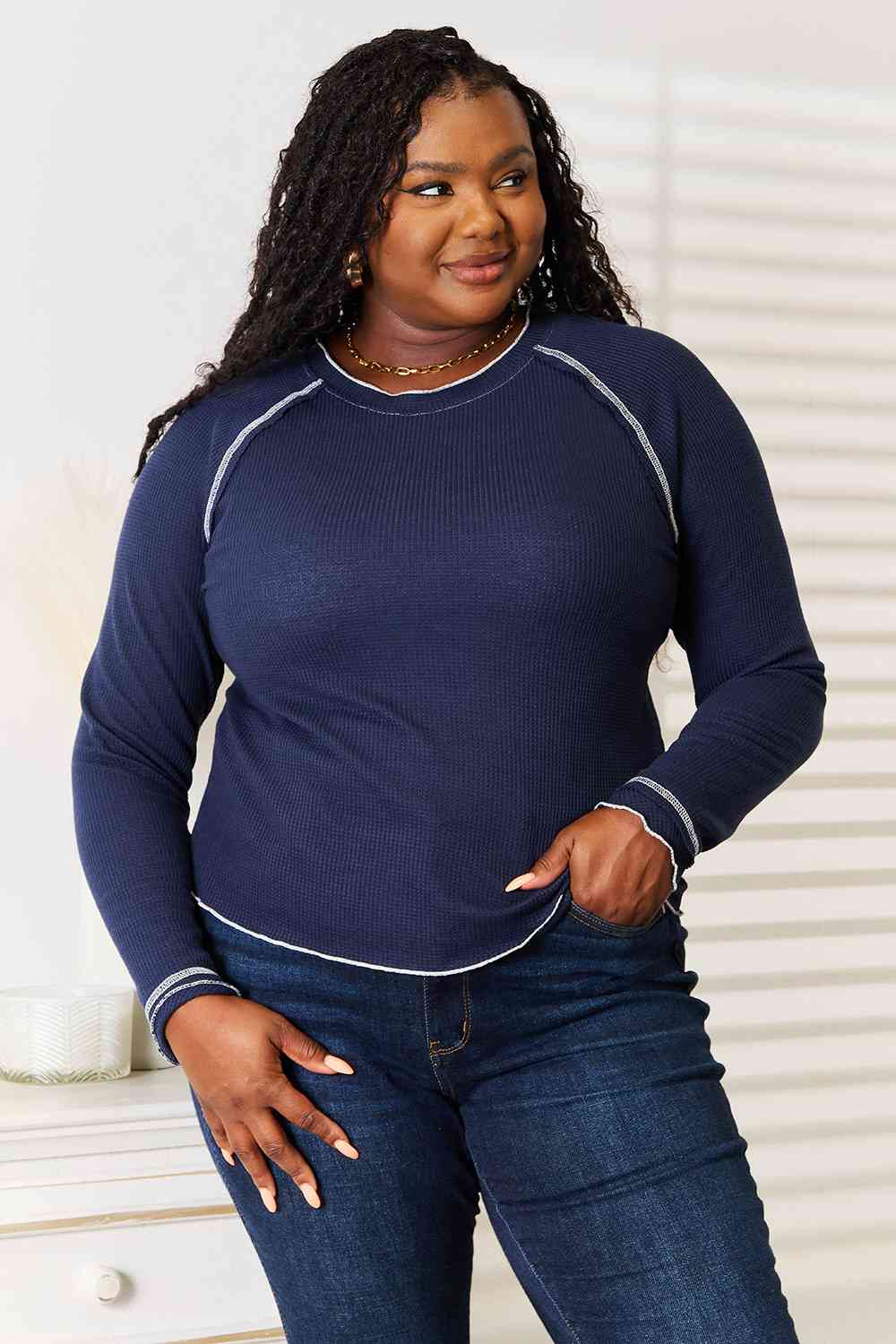 Basic Bae Long Raglan Sleeve Round Neck Top - nailedmoms