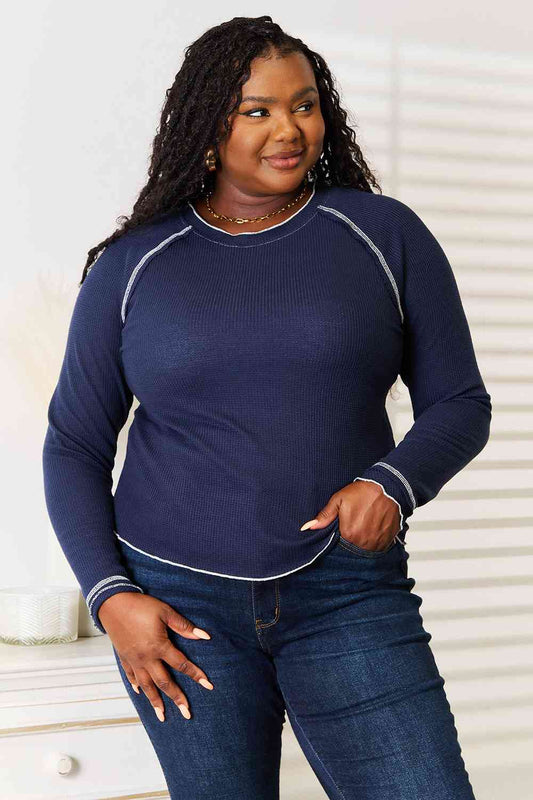 Basic Bae Long Raglan Sleeve Round Neck Top - nailedmoms