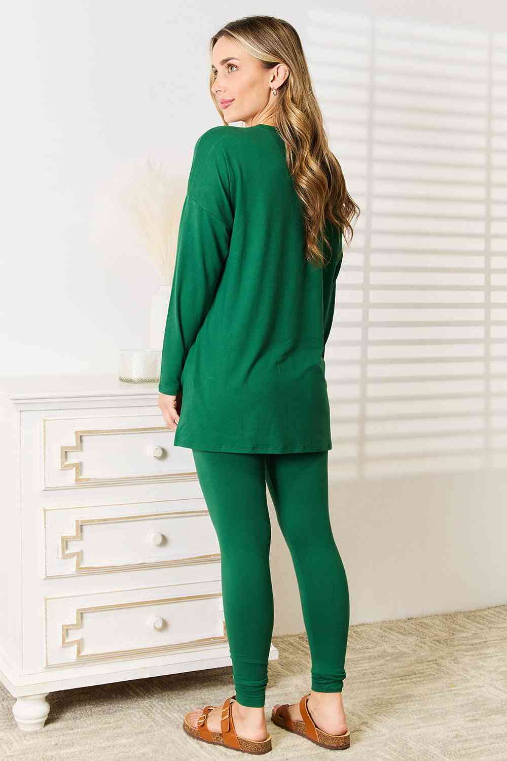 Zenana Lazy Days Full Size Long Sleeve Top and Leggings Set - nailedmoms