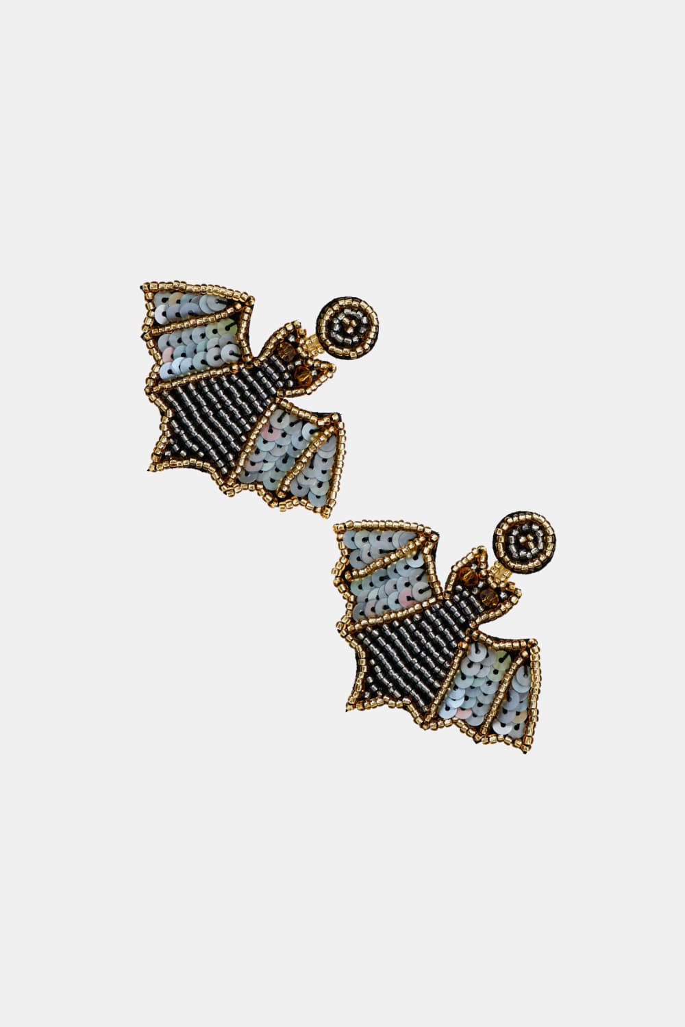 Bat Shape Beaded Dangle Earrings - nailedmoms
