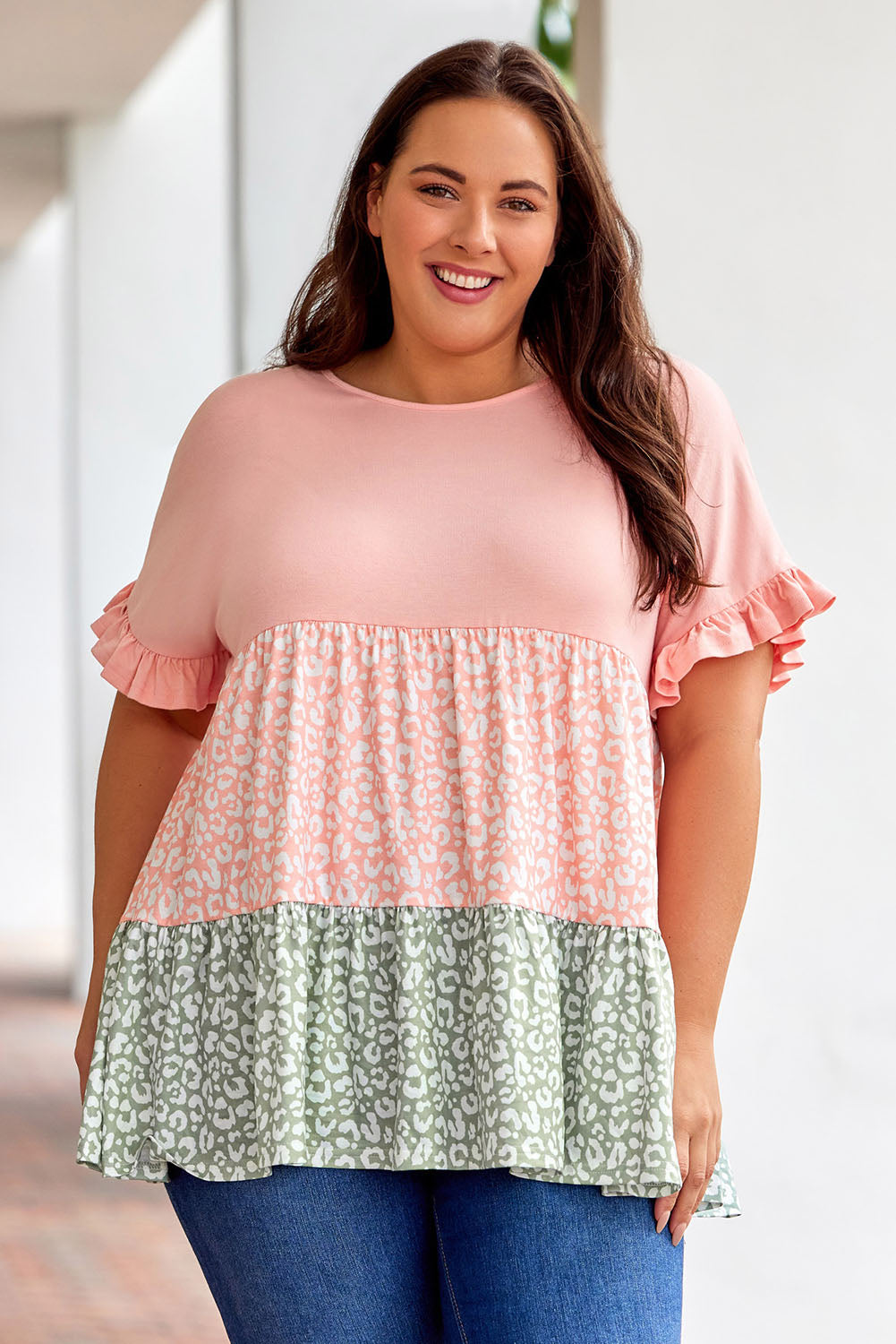 Plus Size Leopard Tiered Blouse - nailedmoms