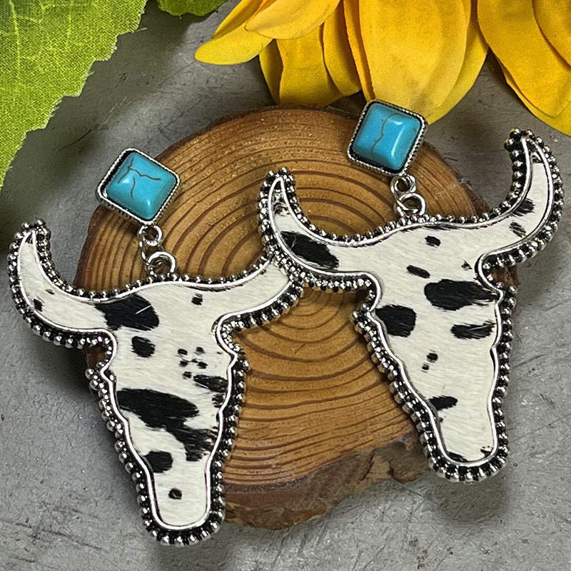 Bull Shape Turquoise Dangle Earrings - nailedmoms
