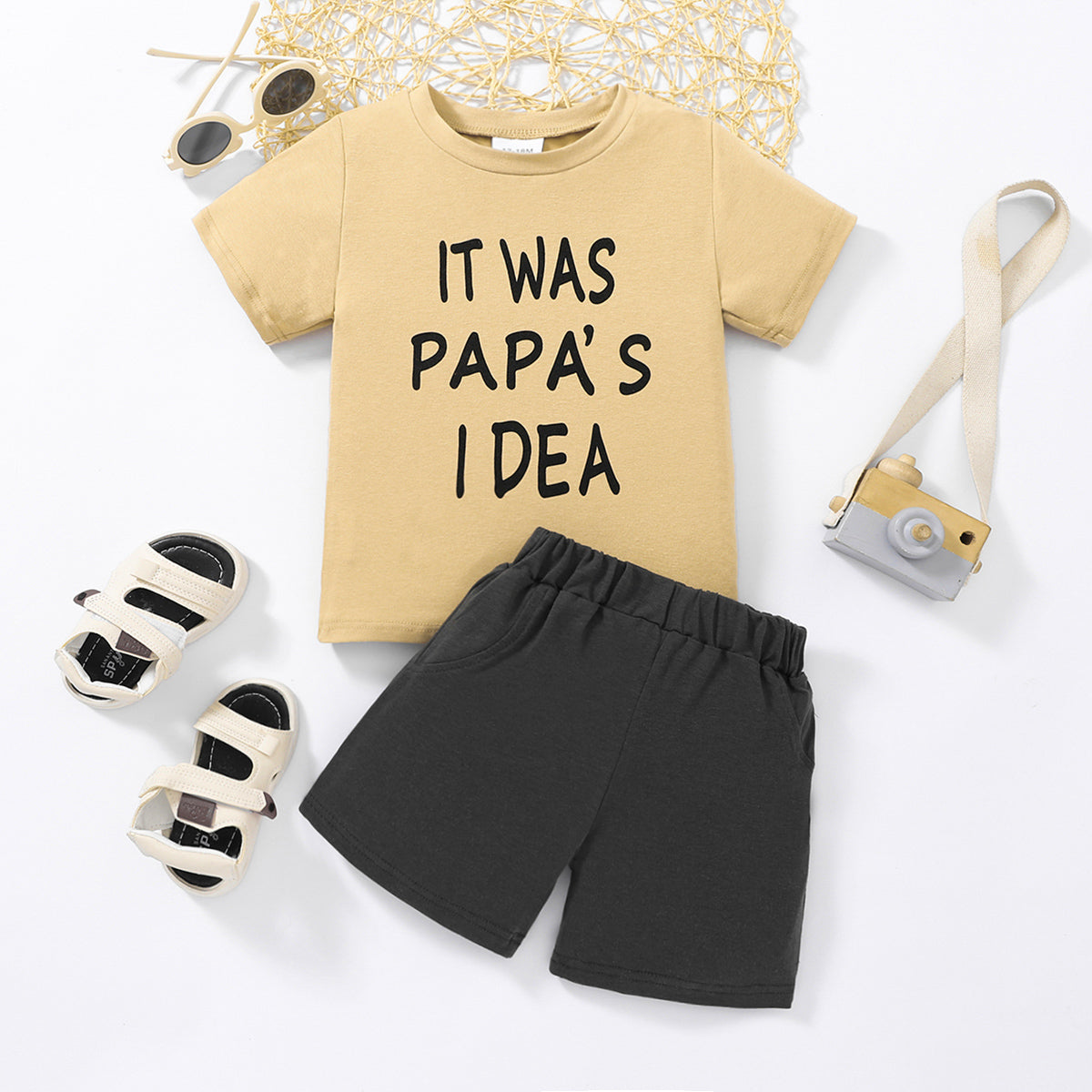 Kids IT WAS PAPA'S IDEA Graphic Tee and Shorts Set - nailedmoms