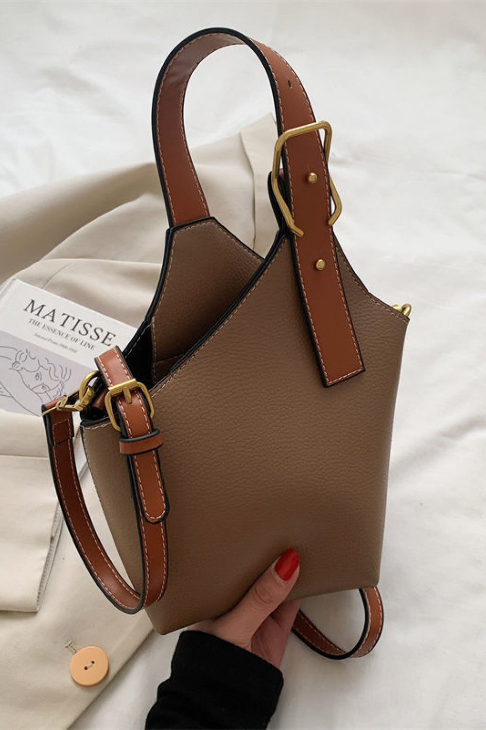 Fashion PU Leather Bucket Bag - nailedmoms