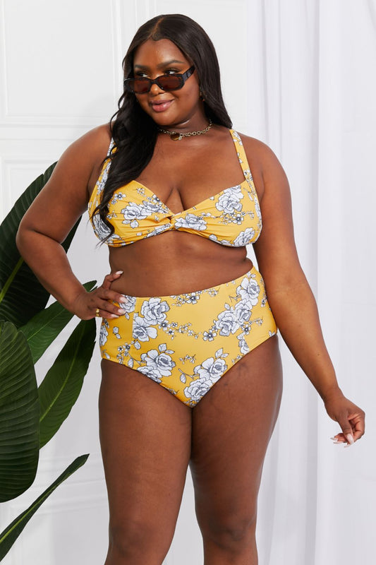 Marina West Swim Take A Dip Twist High-Rise Bikini in Mustard - nailedmoms