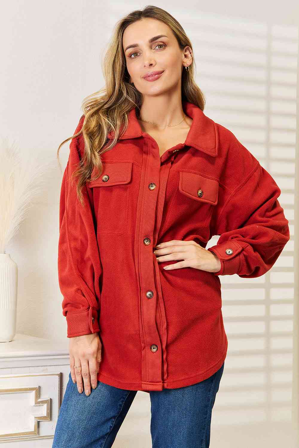 Heimish Cozy Girl Full Size Button Down Shacket - nailedmoms