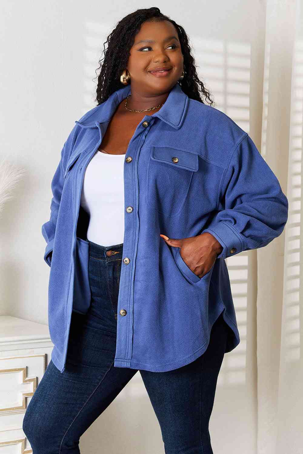 Heimish Cozy Girl Full Size Button Down Shacket - nailedmoms