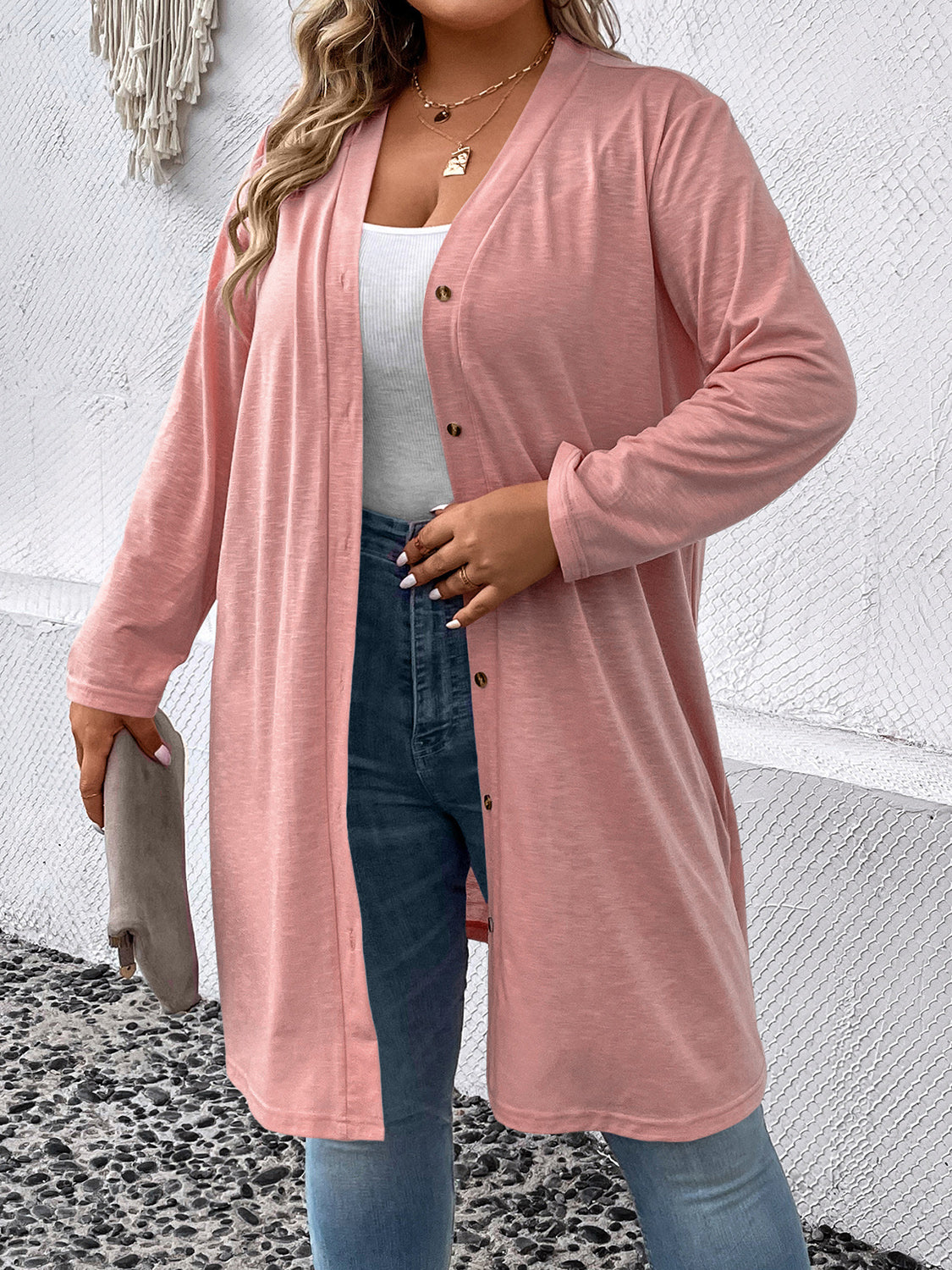 Plus Size Button Down Longline Cardigan - nailedmoms