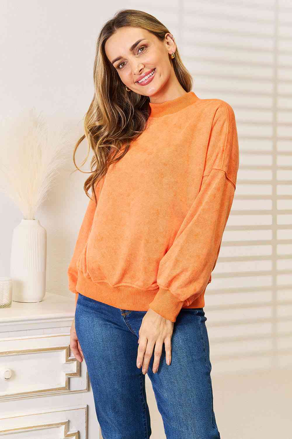 Basic Bae Round Neck Dropped Shoulder Sweatshirt - nailedmoms