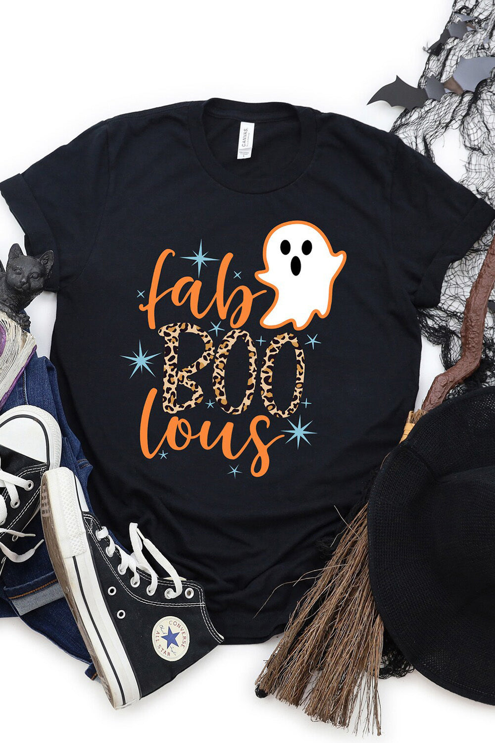 Round Neck Short Sleeve Ghost Graphic T-Shirt - nailedmoms