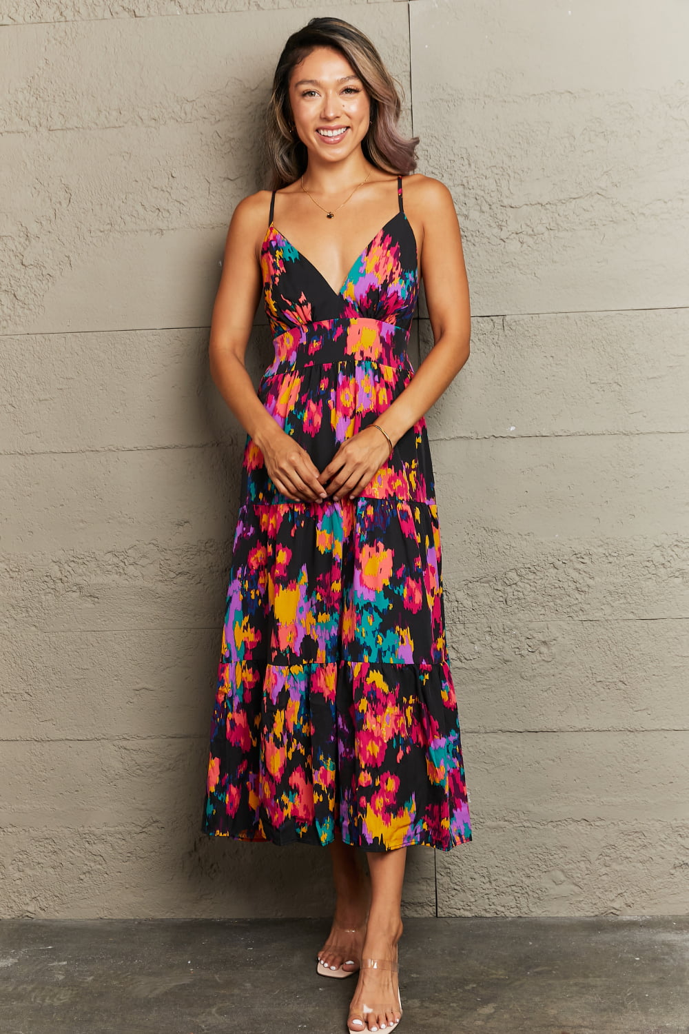 Cutout Spaghetti Strap Tiered Dress - nailedmoms