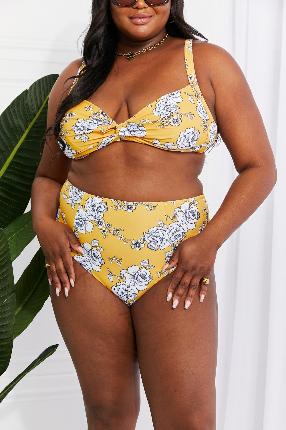 Marina West Swim Take A Dip Twist High-Rise Bikini in Mustard - nailedmoms