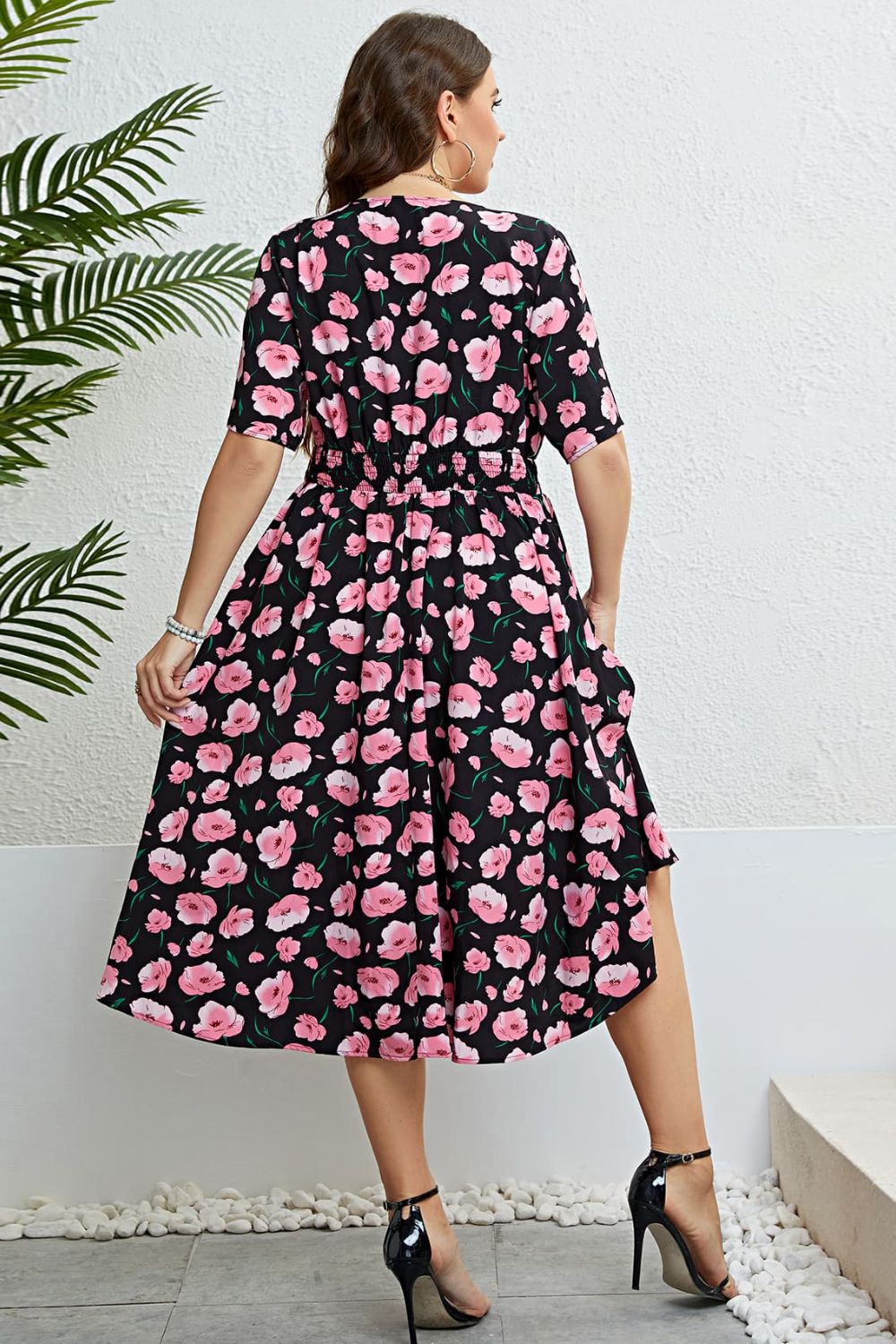 Floral Surplice Midi Dress - nailedmoms