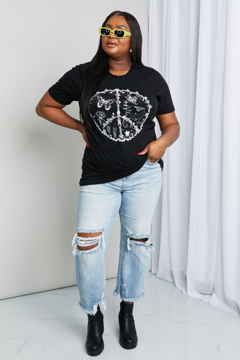 mineB Full Size Butterfly Graphic Tee Shirt - nailedmoms