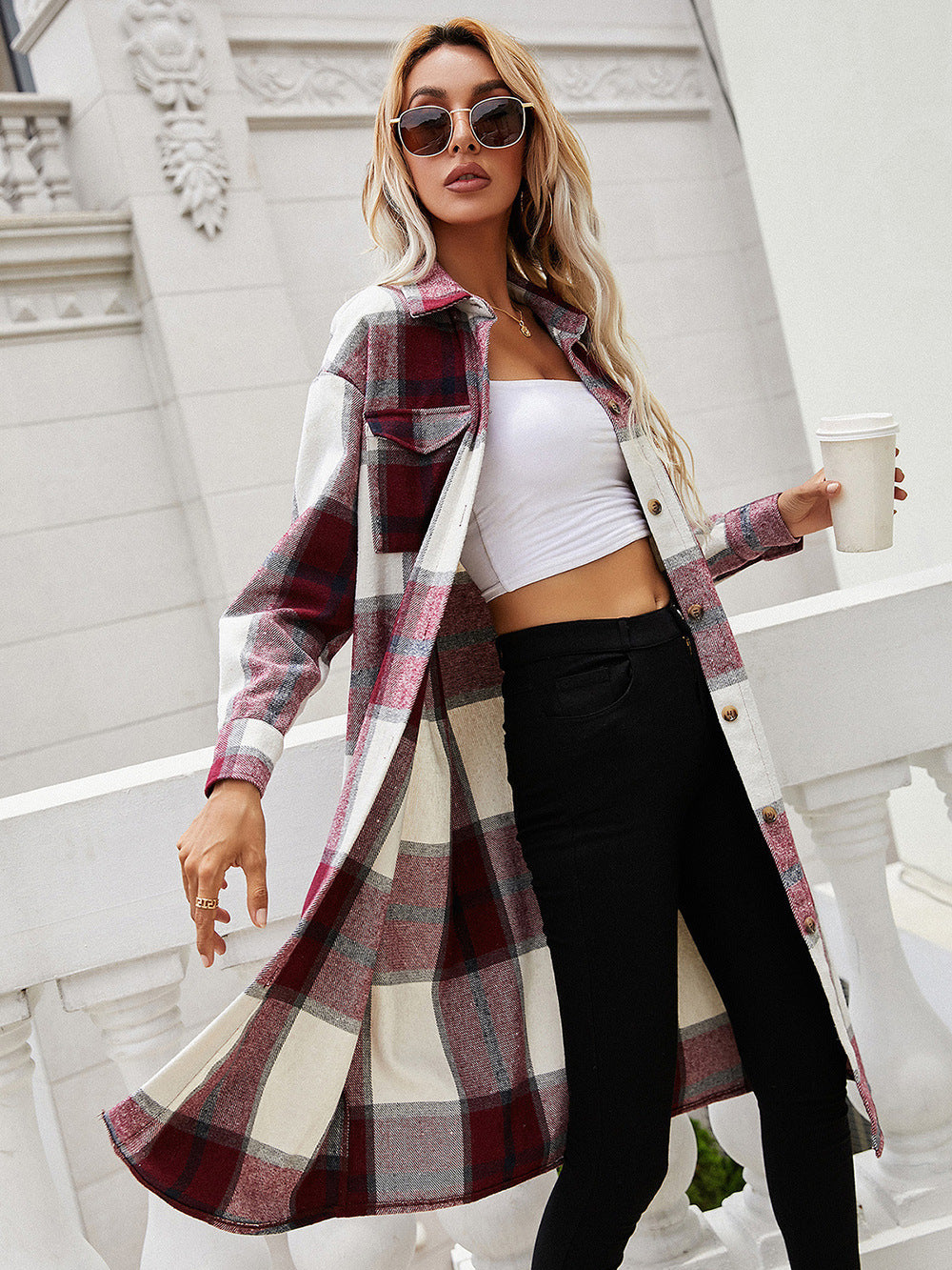 Plaid Longline Shirt Jacket - nailedmoms