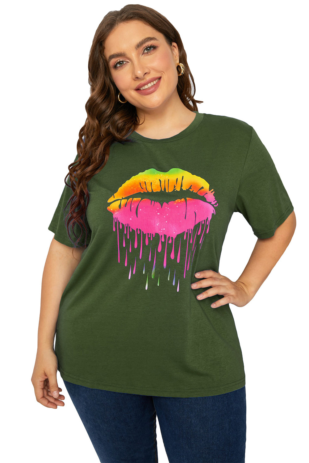 Plus Size Lip Graphic Tee Shirt - nailedmoms