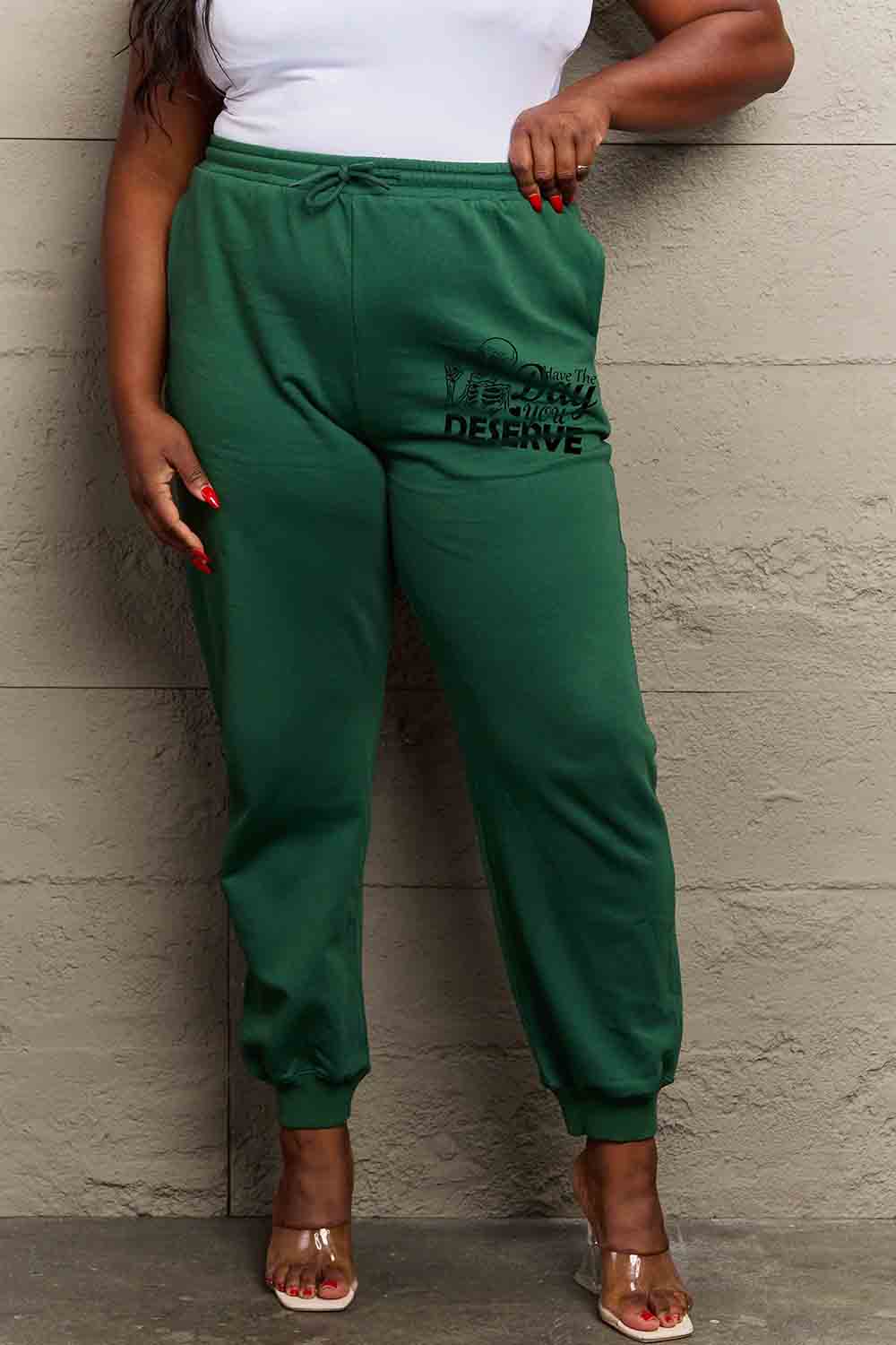 Simply Love Full Size HAVE THE DAY YOU DESERVE Graphic Sweatpants - nailedmoms