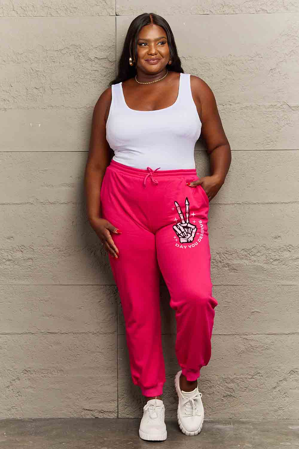 Simply Love Simply Love Full Size Drawstring DAY YOU DESERVE Graphic Long Sweatpants - nailedmoms