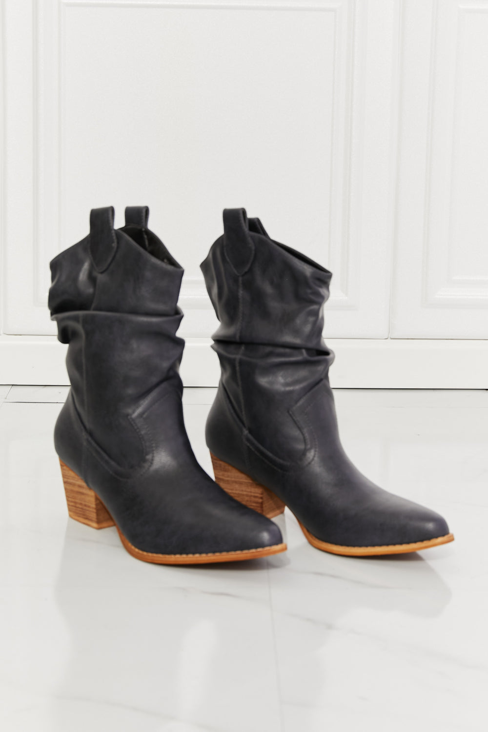 MMShoes Better in Texas Scrunch Cowboy Boots in Navy - nailedmoms