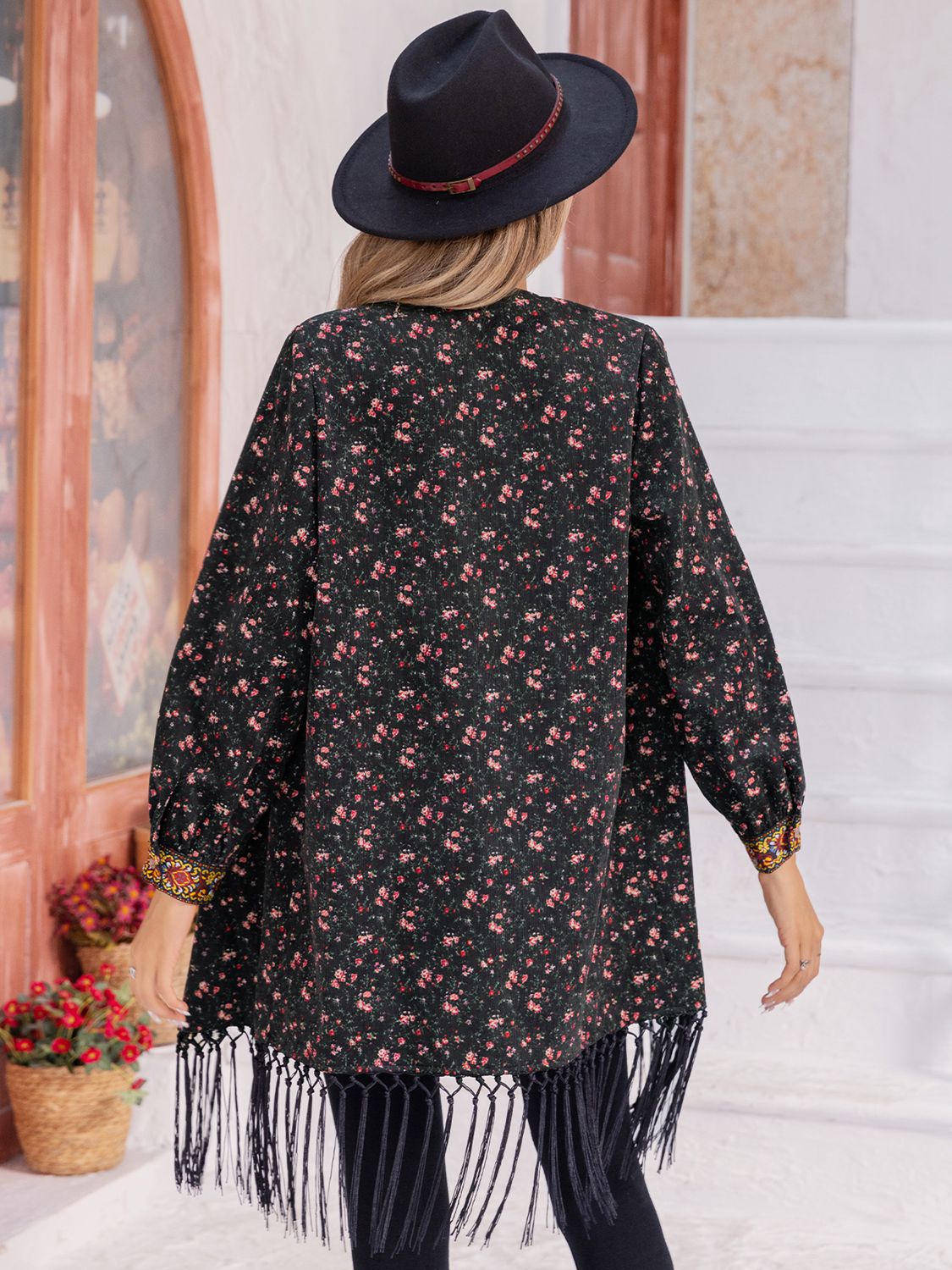 Printed Fringe Detail Cardigan - nailedmoms