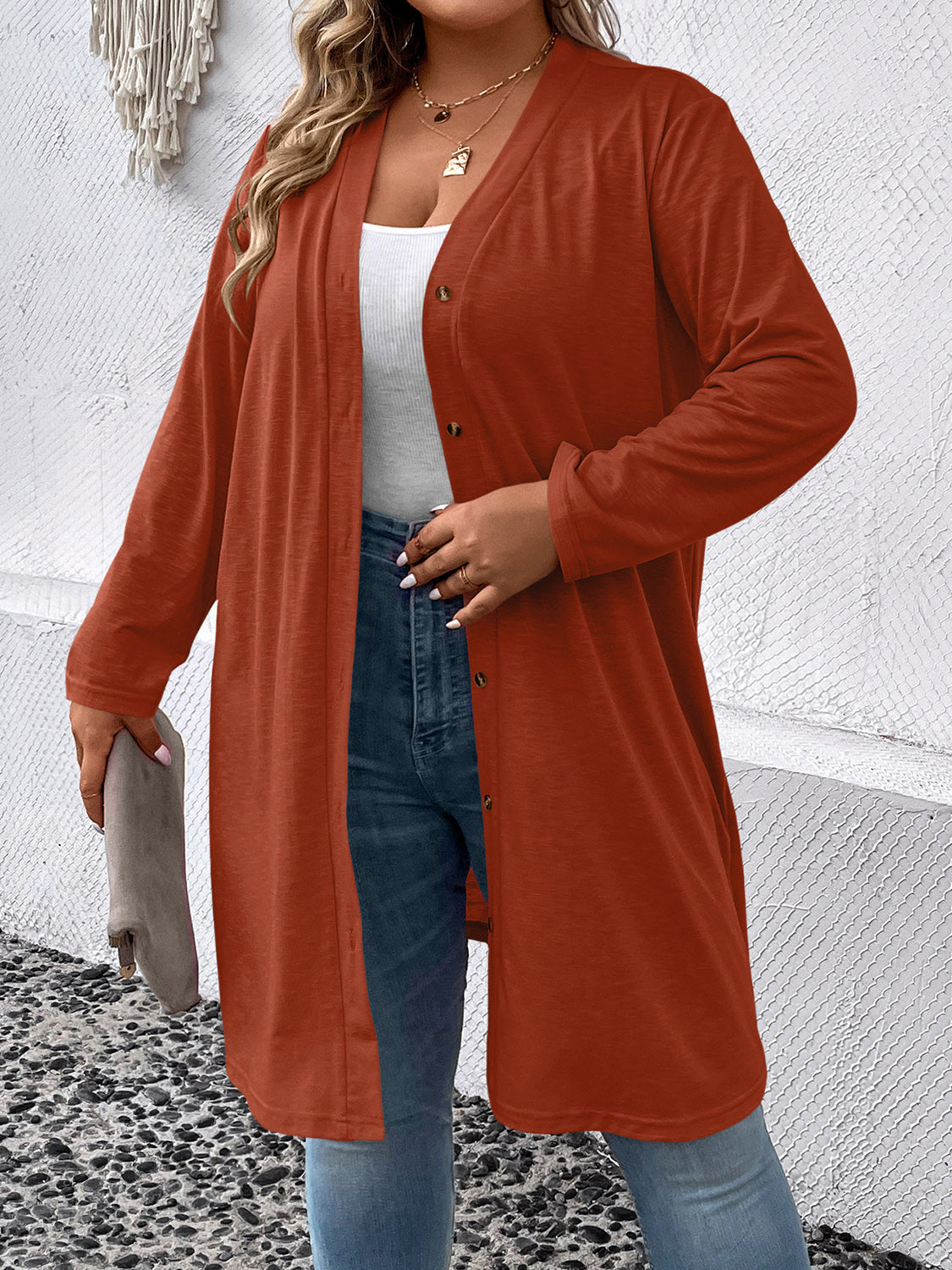 Plus Size Button Down Longline Cardigan - nailedmoms