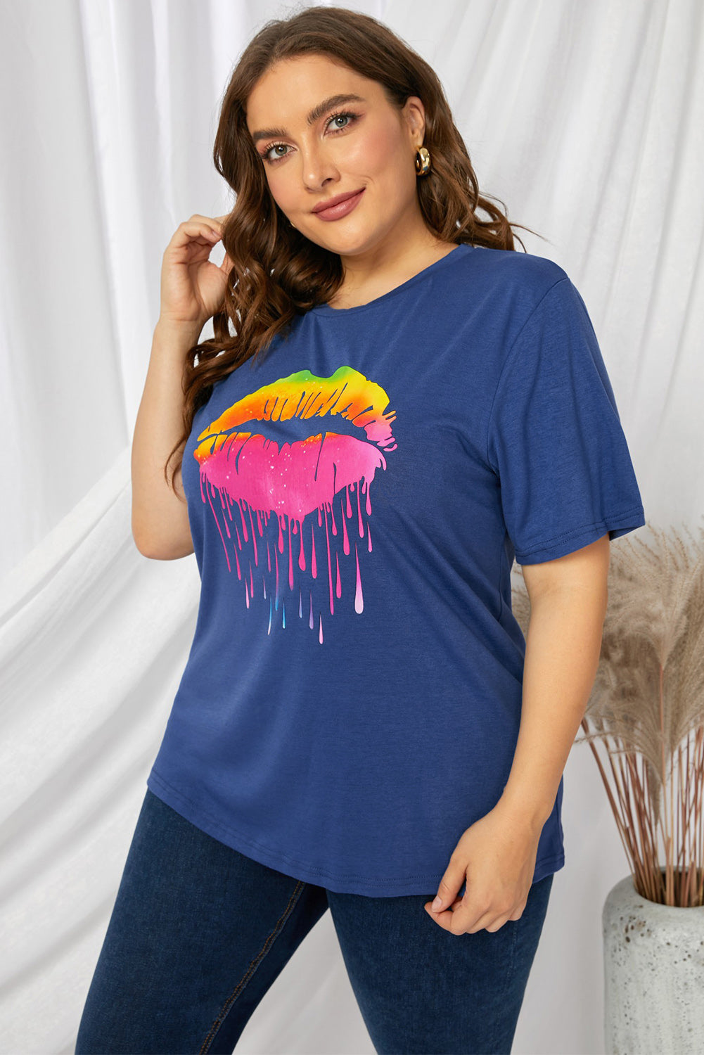 Plus Size Lip Graphic Tee Shirt - nailedmoms