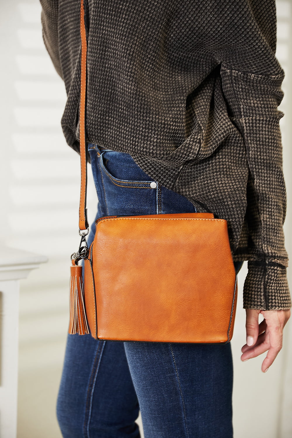 SHOMICO PU Leather Crossbody Bag with Tassel - nailedmoms