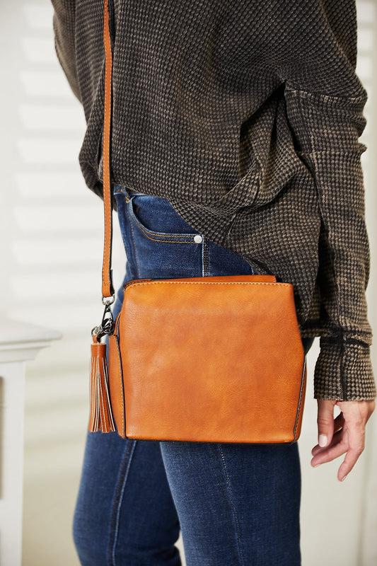 SHOMICO PU Leather Crossbody Bag with Tassel - nailedmoms