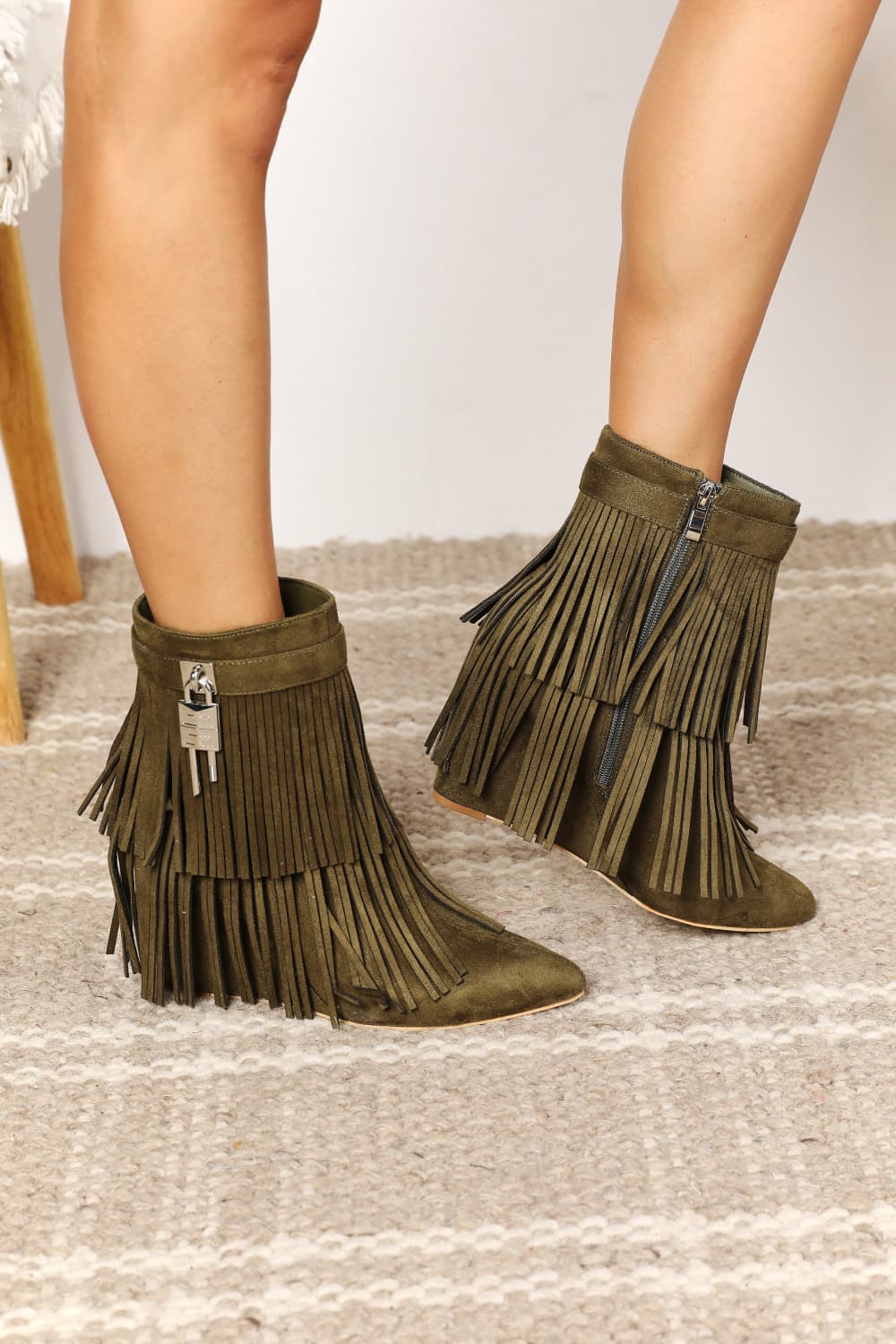 Legend Women's Tassel Wedge Heel Ankle Booties - nailedmoms