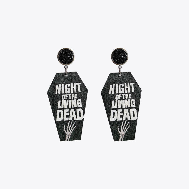 Coffin Shape Wooden Dangle Earrings - nailedmoms
