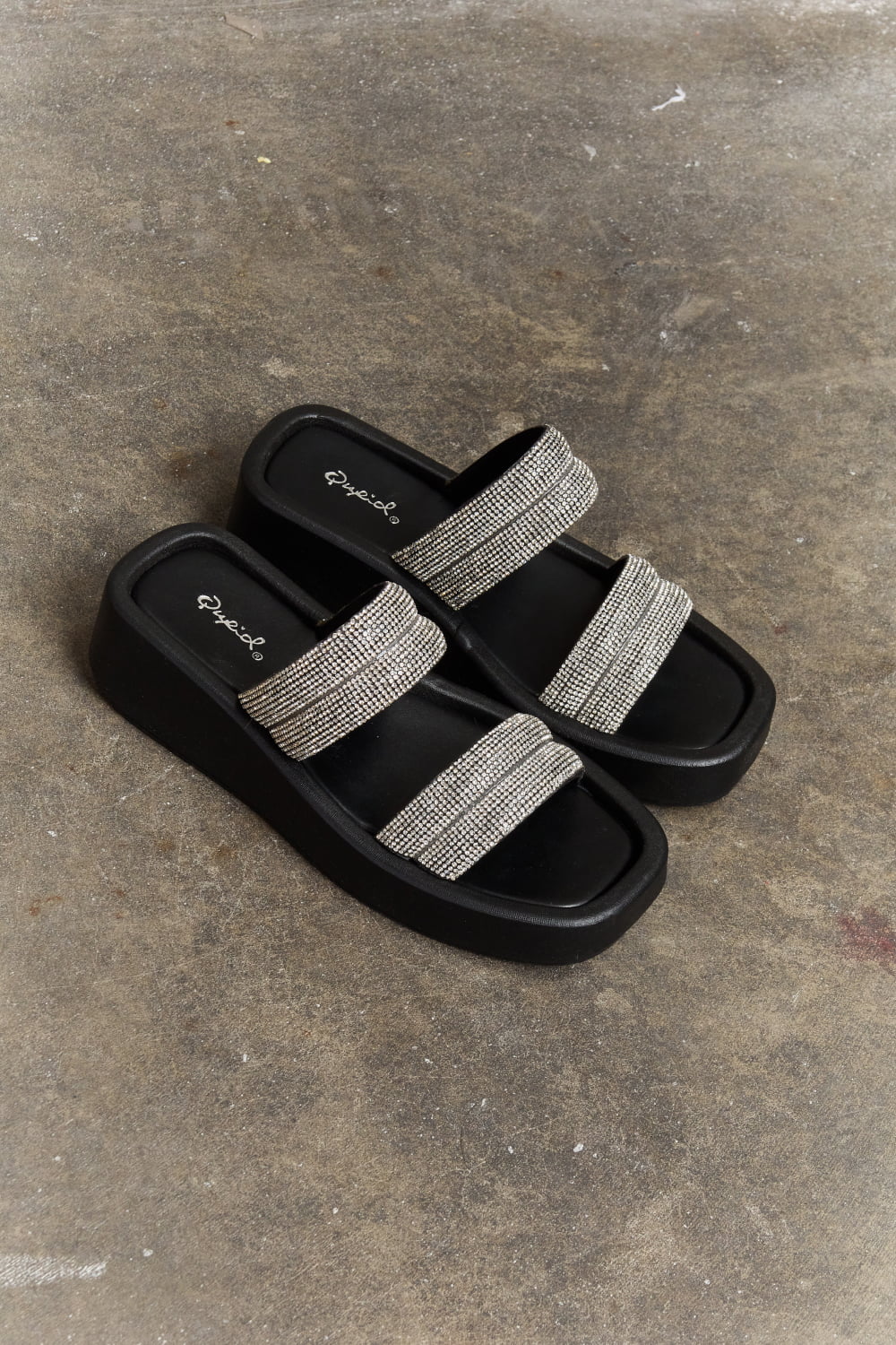 Qupid Bright Mind Platform Wedge Rhinestone Sandal - nailedmoms