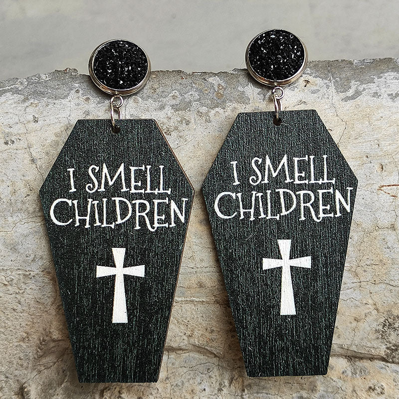 Coffin Shape Wooden Dangle Earrings - nailedmoms
