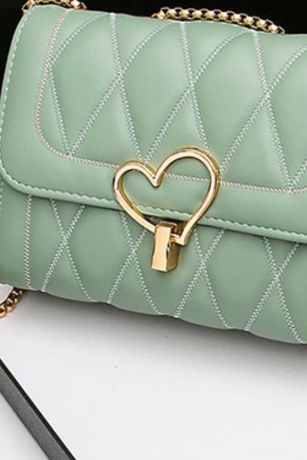 Heart Buckle PU Leather Crossbody Bag - nailedmoms