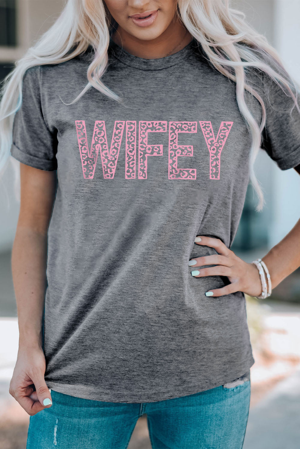 WIFEY Leopard Graphic Short Sleeve Tee - nailedmoms