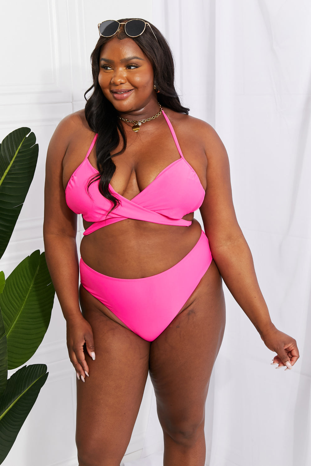 Marina West Swim Summer Splash Halter Bikini Set in Pink - nailedmoms
