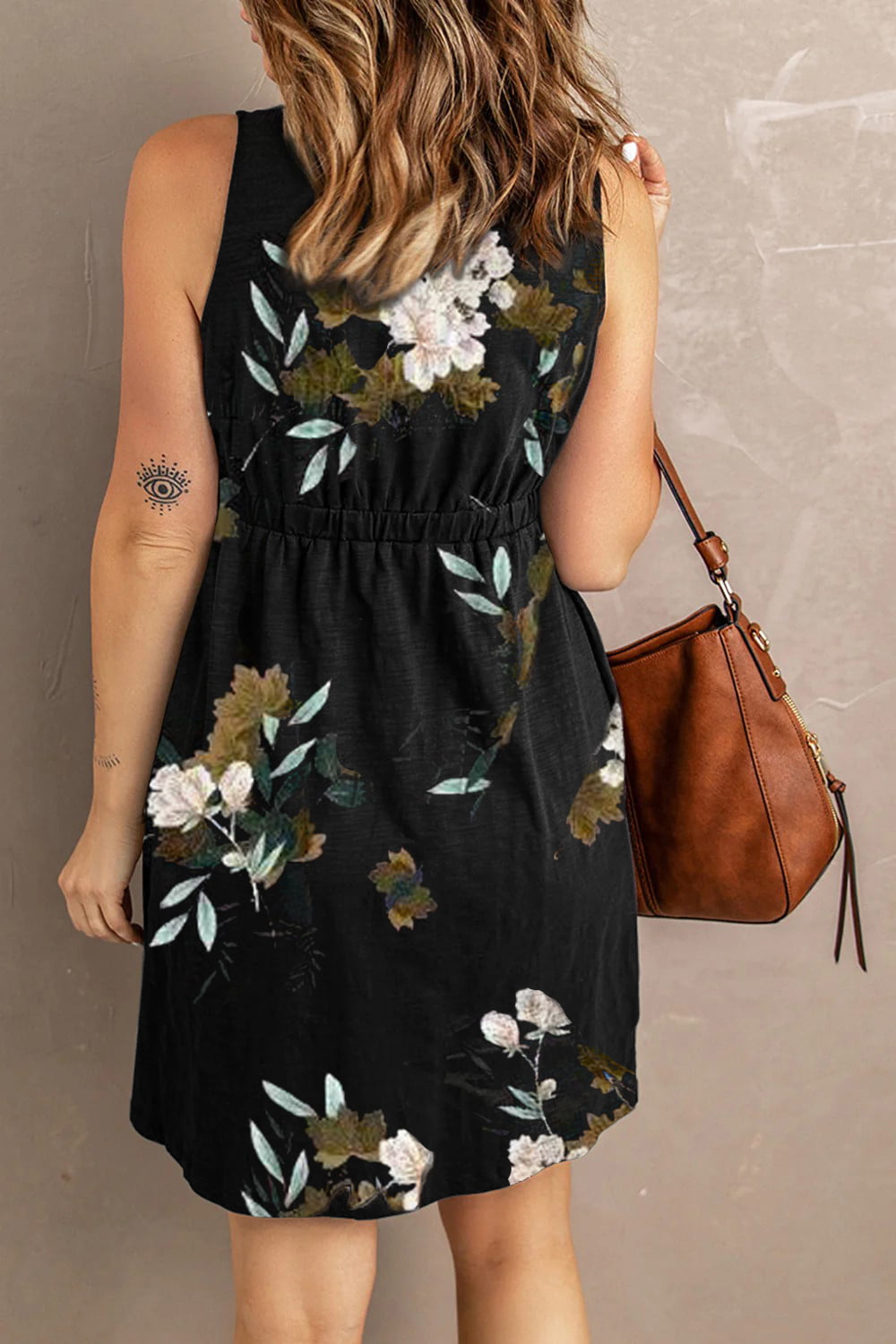 Double Take Printed Scoop Neck Sleeveless Buttoned Magic Dress with Pockets - nailedmoms