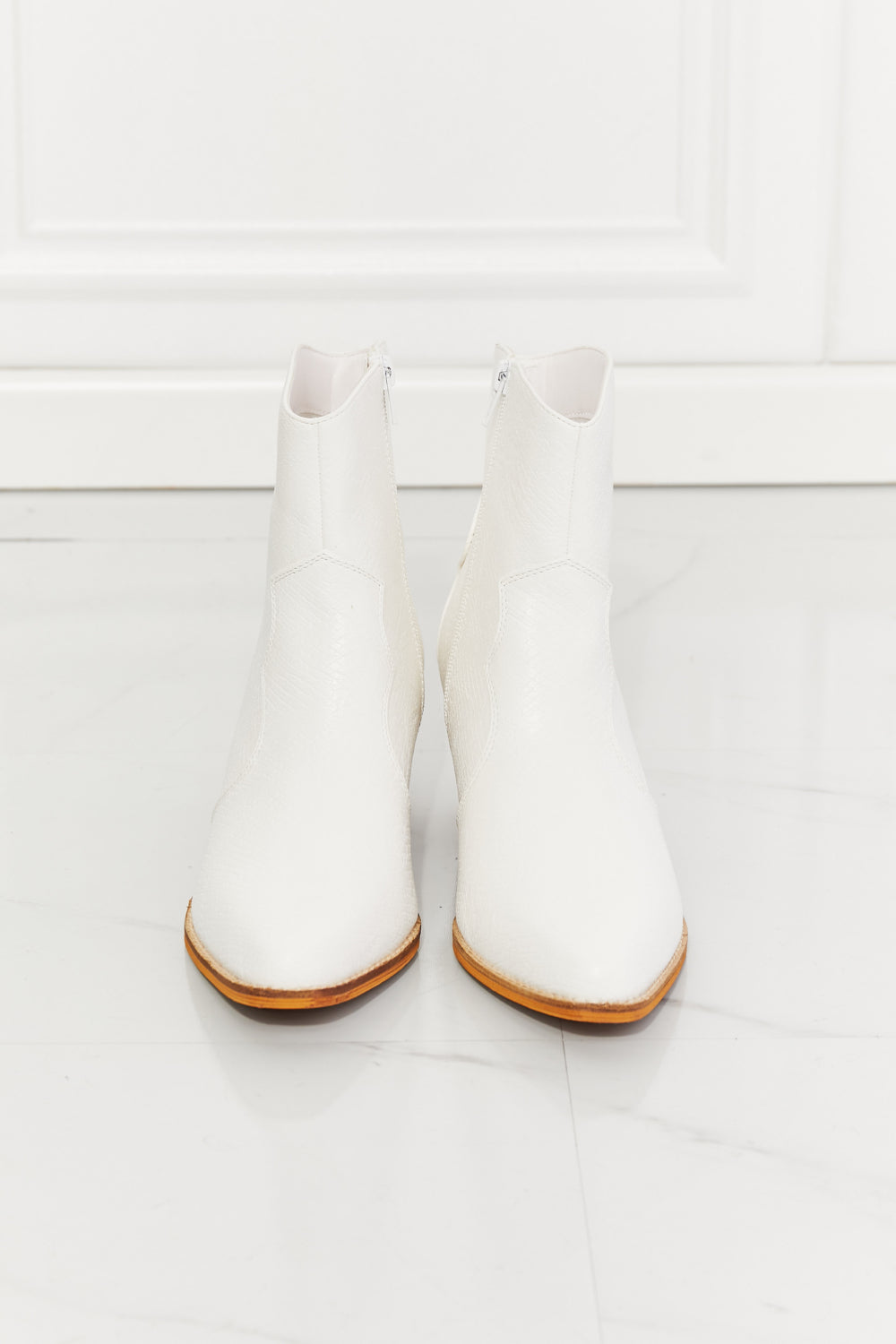MMShoes Watertower Town Faux Leather Western Ankle Boots in White - nailedmoms