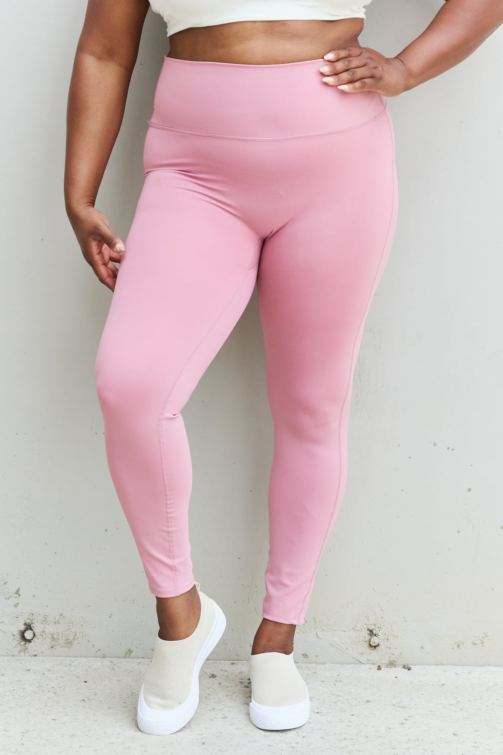Zenana Fit For You Full Size High Waist Active Leggings in Light Rose - nailedmoms