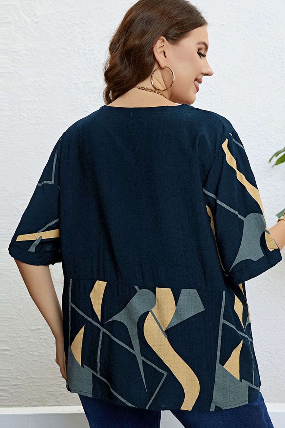Plus Size Printed Half Sleeve Top - nailedmoms